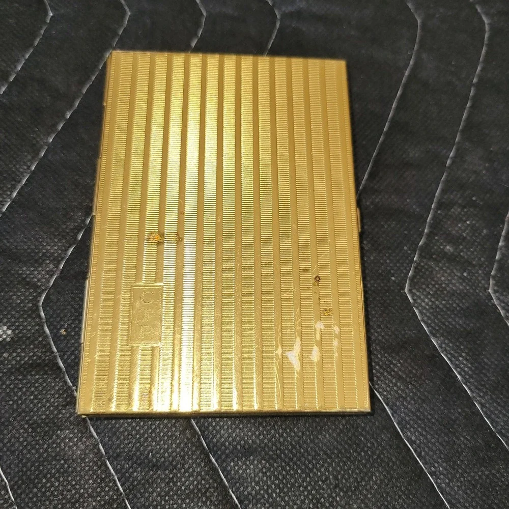 Vintage Art Deco Gold Tone Cigarette Case Holder Keeper CTP
